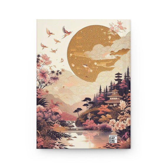Hardcover Journal, Japanese Landscape, Temple Illustration
