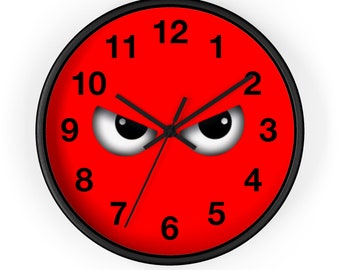 Bold Eyes Clock, Angry Face Wall Clock, Funny Clock, Unique Wall Clock, Modern Wall Clock, Living Room Clock, Cool Clock, Fun Clock, Clock