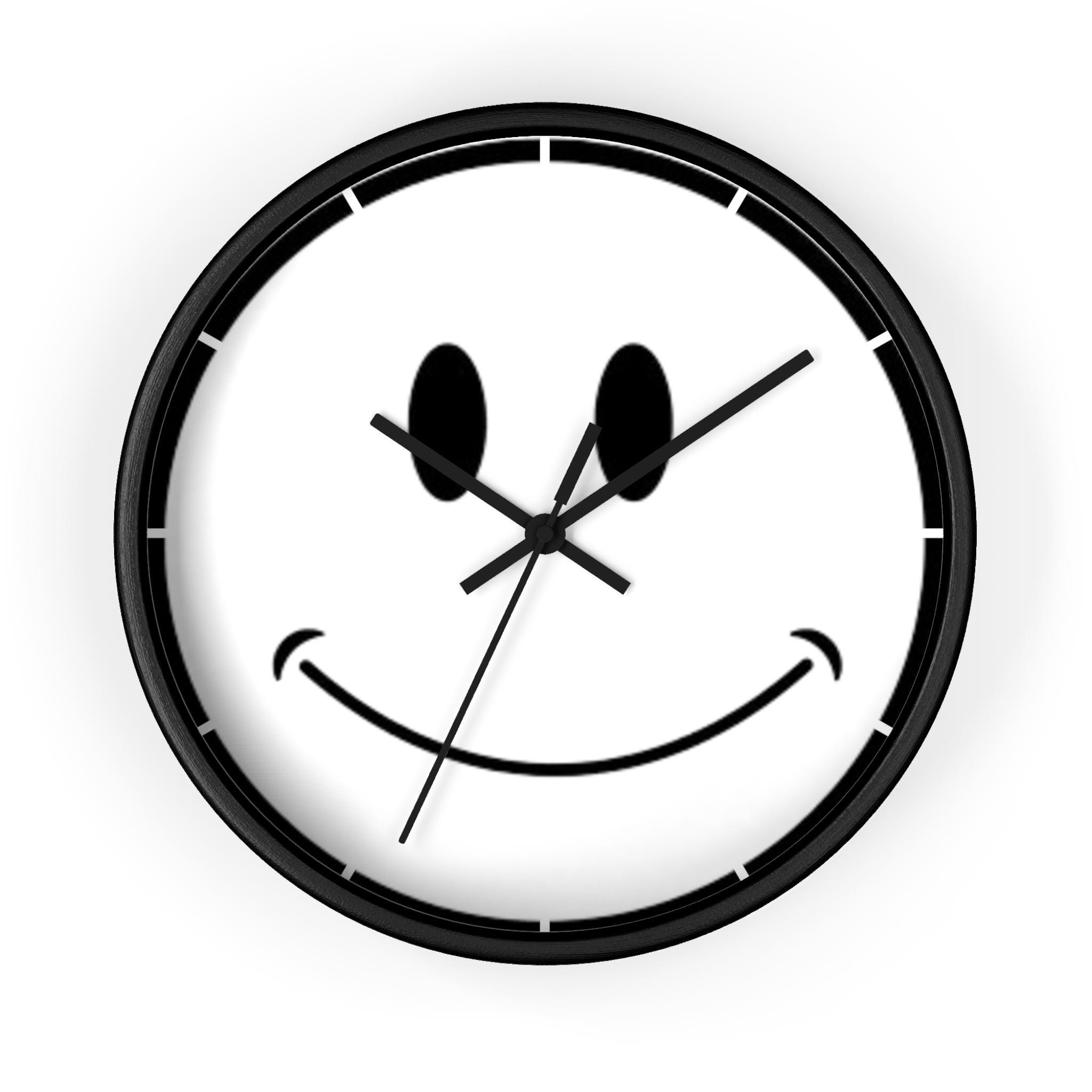 Black and White Smiling Clock, Happy Face Clock, Emoji Clock, Minimalist Wall Clock, Unique Wall Clock, Modern Wall Clock, Cool Clock