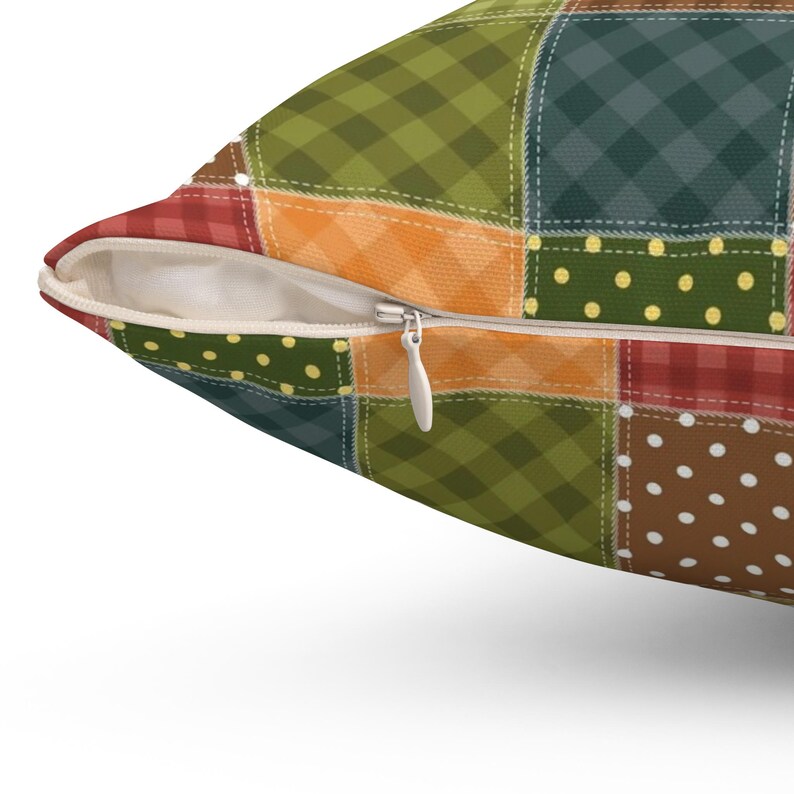 Patchwork Printed Throw Pillow, Patchwork Pattern Square Pillow, Geometric Pillow, Colorful Patchwork Cushion, Unique Pillow, Trendy Pillow image 8