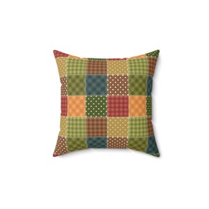 Patchwork Printed Throw Pillow, Patchwork Pattern Square Pillow, Geometric Pillow, Colorful Patchwork Cushion, Unique Pillow, Trendy Pillow