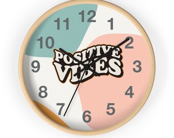 Positive Vibes Wall Clock, Positive Vibes Clock, Unique Wall Clock, Modern Wall Clock, Living Room Clock, Trendy Clock, Cool Clock, Clock