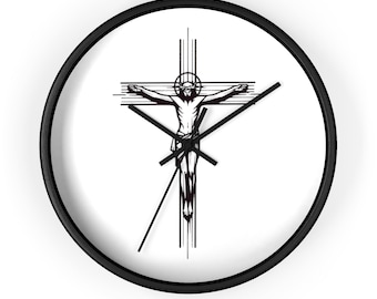 Jesus Cross Wall Clock, Christian Clock, Jesus Crucifix Clock, Religious Clock, Crucifix Clock, Cross Clock, Christian Gifts, Faith Art Gift