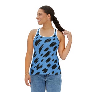 Womens Tank Top, Abstract Tank Top, Blue Pattern Tank, Sleeveless Blouse, Ribbed Tank, Aesthetic Tank Top, Cute Tank Top, Summer Tank Top