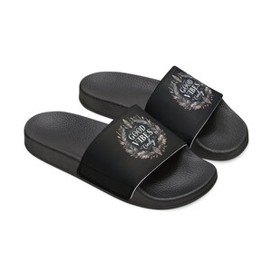 Womens Slide Sandals, Good Vibes Slides, Slide Sandals, Summer Sandals, Pool Slide Sandals, Beach Slides, Summer Slippers, Slip on Sandals