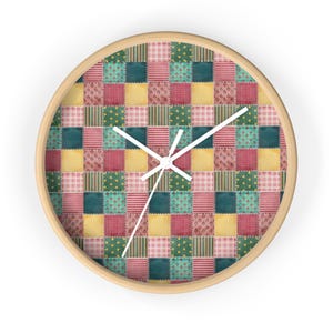 Patchwork Wall Clock, Patchwork Pattern Wall Clock, Modern Wall Clock, Unique Wall Clock, Geometric Wall Clock, Colorful Clock, Cool Clock image 3
