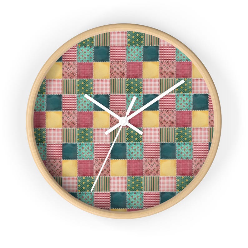 Patchwork Wall Clock, Patchwork Pattern Wall Clock, Modern Wall Clock, Unique Wall Clock, Geometric Wall Clock, Colorful Clock, Cool Clock image 3