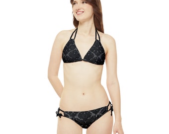Riemchen Bikini Set, Goth Bademode, Goth Bikini, niedlicher Bikini, String Bikini, Sexy Bademode, Badeanzug, String-Badeanzug