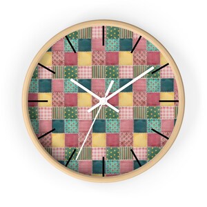 パッチワーク壁掛け時計、パッチワーク柄壁掛け時計、ユニークな壁掛け時計、モダンな壁掛け時計、幾何学的な壁掛け時計、カラフルな時計、クールな時計 画像 3