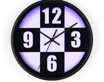Reloj de cuadros morado, reloj de cuadros, reloj de pared a cuadros, reloj de pared geométrico, reloj de pared moderno, reloj de pared único, reloj de pared moderno