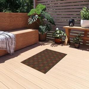 Tappeto patchwork a quadri, tappeto da esterno a quadri, tappeto patchwork da esterno, tappeto con motivo geometrico, tappeto stagionale, tappeto da patio, tappeto da veranda, tappeto da terrazza, tappeto fresco