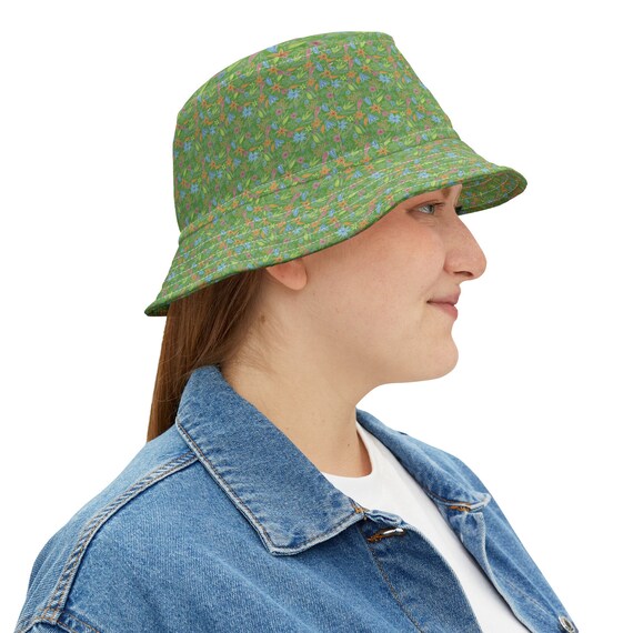 ★THE GREATEST★PATCH FLOWER BUCKET HAT Printed Canvas Bucket Hat Blue Floral Online | Zimmermann