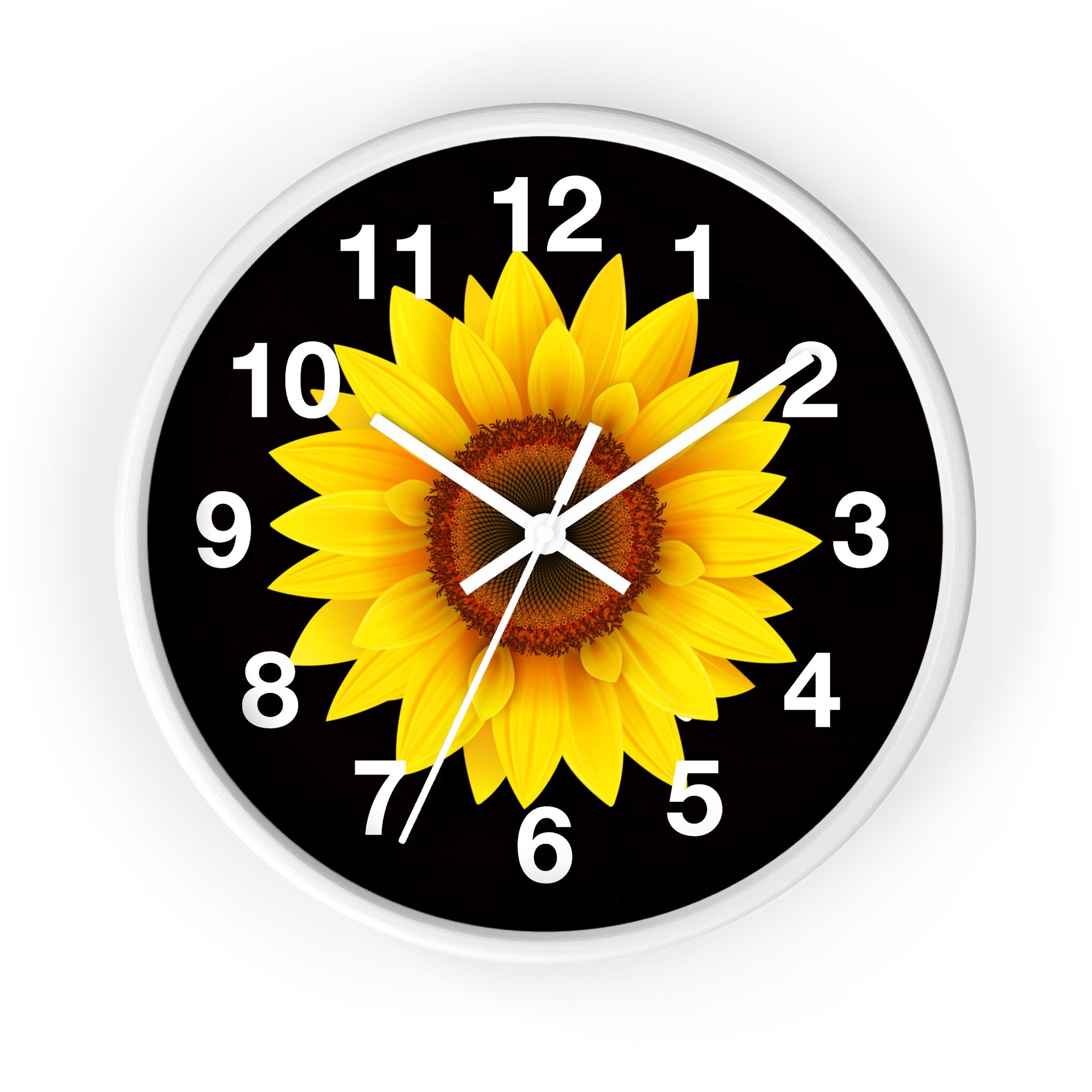 Sunflower Wall Clock, Sunflower Clock, Flower Clock, Floral Wall Clock ...