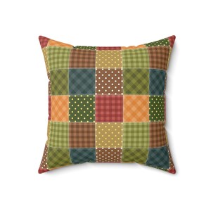 Patchwork Printed Throw Pillow, Patchwork Pattern Square Pillow, Geometric Pillow, Colorful Patchwork Cushion, Unique Pillow, Trendy Pillow image 9