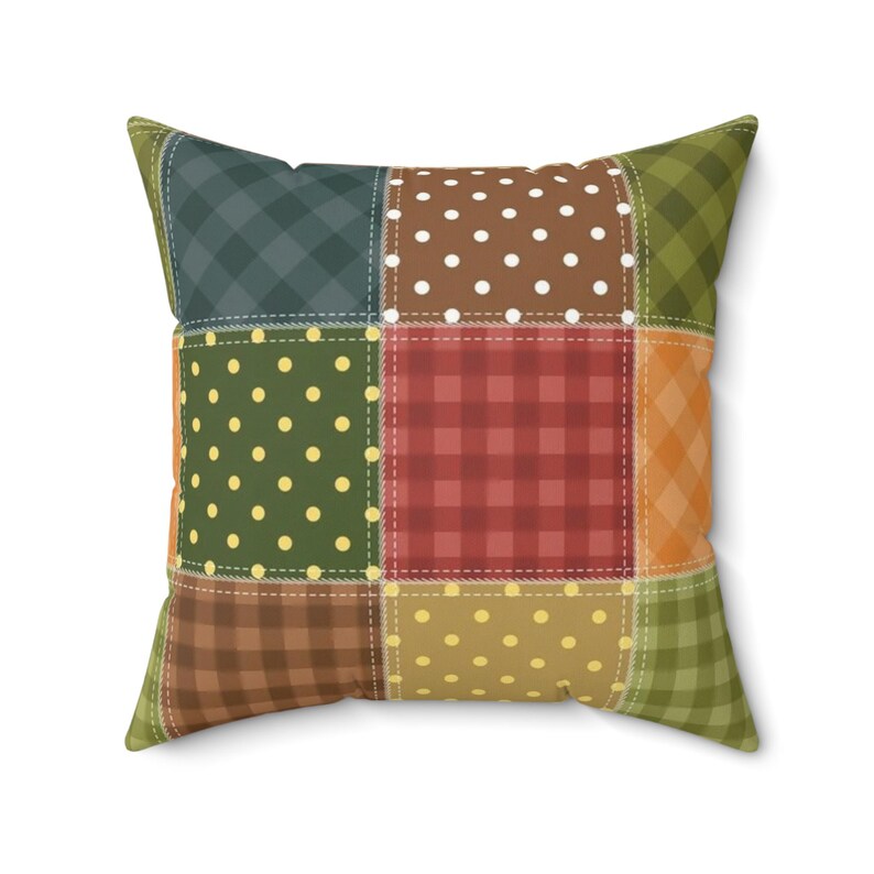 Cojín con estampado de patchwork, cojín cuadrado con estampado de patchwork, cojín de patchwork colorido, cojín único, cojín moderno, cojín geométrico imagen 4