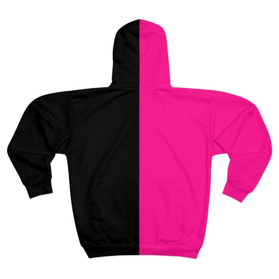 Dual Tone Hoodie Two Tone Hoodie Pink Black Unisex Zip Hoodie Half Half Hoodie Double Color Hoodie Contrast Hoodie Bi Color Hoodie Etsy