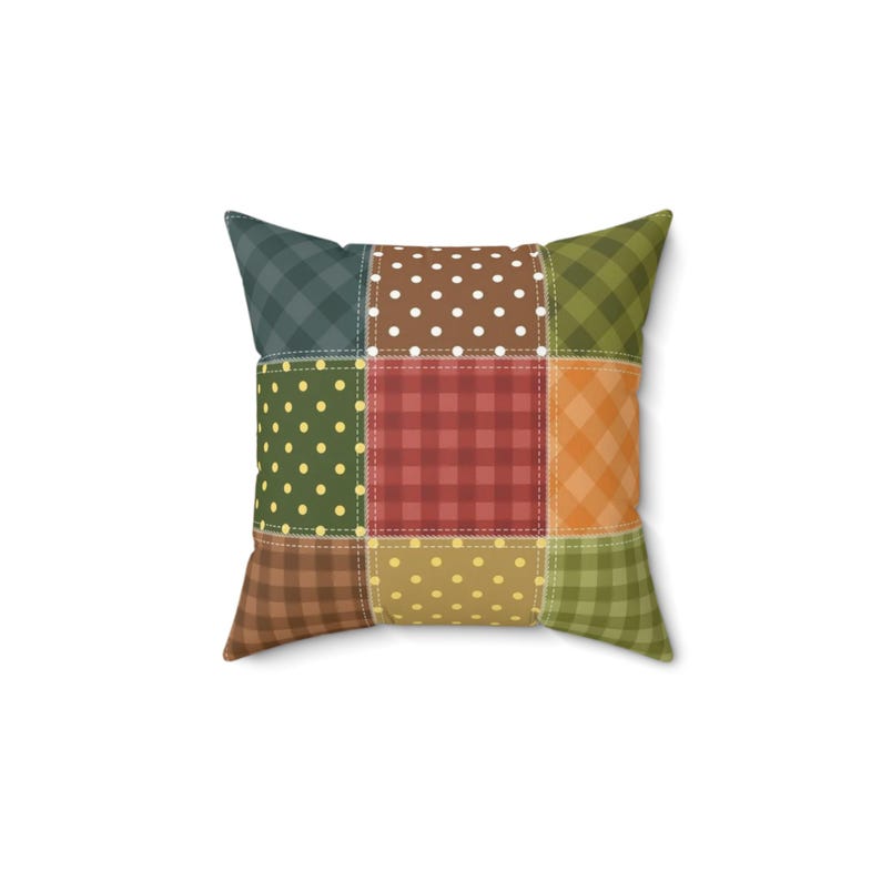 Cojín con estampado de patchwork, cojín cuadrado con estampado de patchwork, cojín de patchwork colorido, cojín único, cojín moderno, cojín geométrico imagen 5
