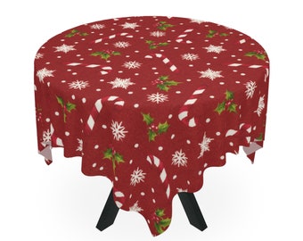 2 Tovaglie Natalizie Usa E Getta, 137x274 Cm, Rosse E Bianche, Con Babbo Natale, Pupazzo Di Neve E Alberi