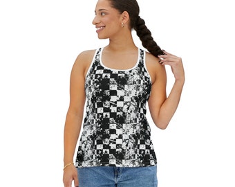 Studded Distressed White Ribbed Tank Top, Cut off Grunge Punk Tank