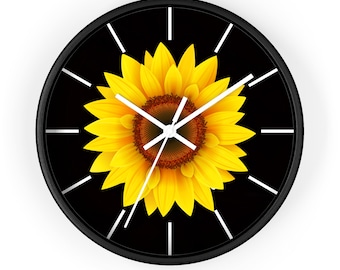 Sunflower Clock, Sunflower Wall Clock, Flower Clock, Floral Wall Clock, Home Decor Clock, Nature Clock, Unique Clocks, Modern Clock, Clocks