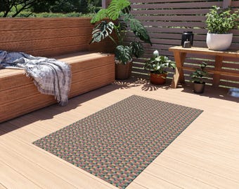 Patchwork Pattern Rug, Patchwork Print Outdoor Rug, Geometric Pattern Rug, Pattern Rug, Patio Rug, Porch Rug, Deck Rug, Garden Rug, Cool Rug