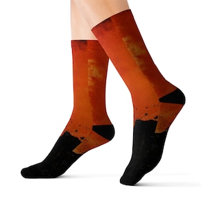 Orange Black Sock, Punk Style Sock, Edgy Colorful Sock, Unique Design Sock, Vibrant Sock, Statement Sock, Bold Fashion Accessory, Socks