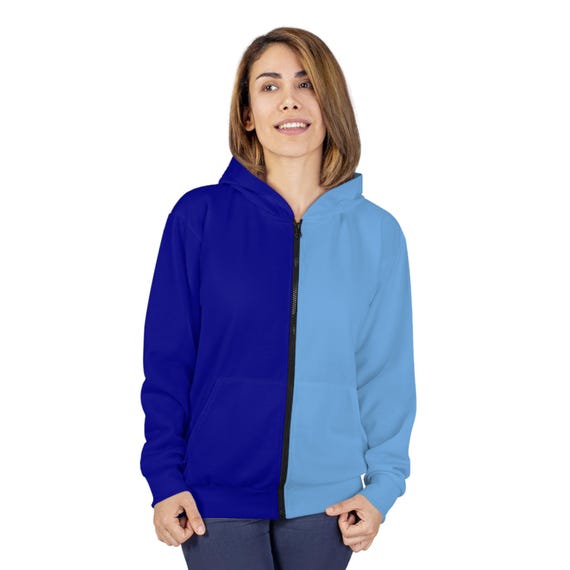 Dual Tone Hoodie, Two Tone Hoodie, Blue Unisex Zip Hoodie, Half & Half Hoodie, Double Color Hoodie, Contrast Hoodie, Bi Color Hoodie - Etsy Dual Tone Hoodie, Two Tone Hoodie, Blue Unisex Zip Hoodie, Half & Half Hoodie, Double Color Hoodie, Contrast Hoodie, Bi Color Hoodie - Etsy
