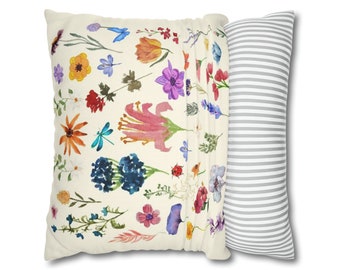 Floral Pillowcase, Floral Pillow Cover, Throw Pillowcase, Throw Pillow Cover, Vintage Floral Pillow Cover, Spun Polyester Square Pillow Case