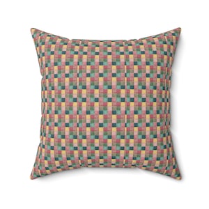 Cuscino quadrato con motivo patchwork, cuscino con stampa patchwork, cuscino geometrico, cuscino patchwork colorato, cuscino unico, cuscino alla moda immagine 4