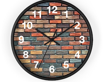 Brick Wall Clock, Brick Pattern Clock, Cool Wall Clock, Unique Wall Clock, Modern Wall Clock, Living Room Clock, Decorative Wall Clock