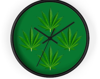 Reloj de cannabis, reloj de hoja de cáñamo, reloj de hoja de marihuana, reloj de pared con temática de marihuana, reloj decorativo de cannabis, decoración 420, regalo para fumadores