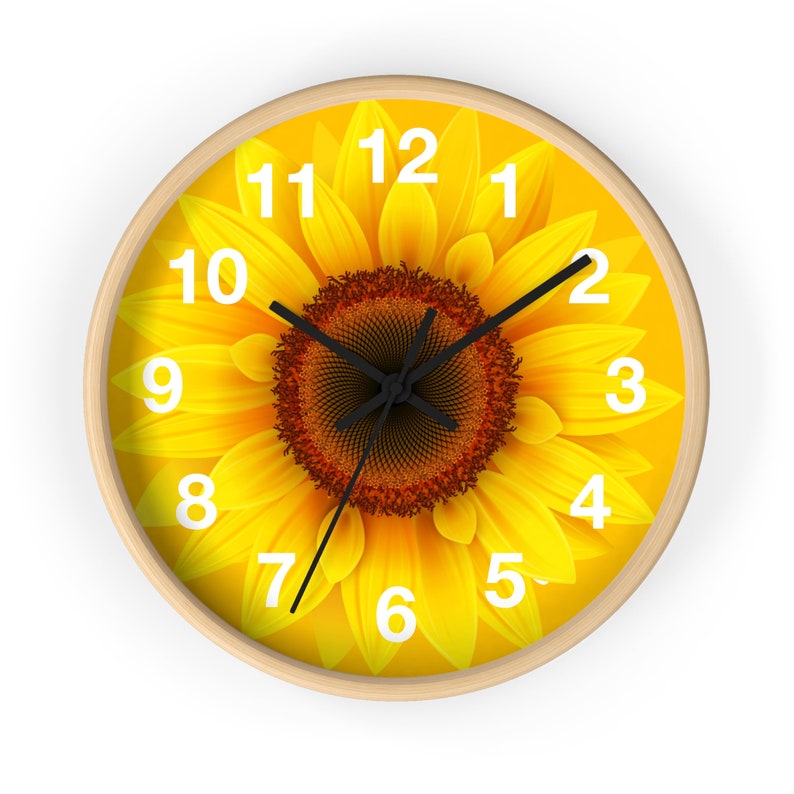 Sunflower Wall Clock, Sunflower Clock, Floral Wall Clock, Flowers Clock ...