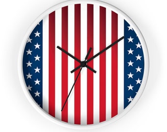 American Flag Clock,rustic USA Clock,patriotic Wall Clock,usa Flag