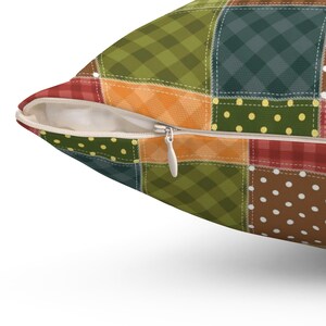 Patchwork Printed Throw Pillow, Patchwork Pattern Square Pillow, Geometric Pillow, Colorful Patchwork Cushion, Unique Pillow, Trendy Pillow image 6