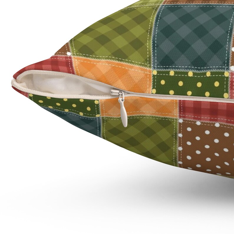 Patchwork Printed Throw Pillow, Patchwork Pattern Square Pillow, Geometric Pillow, Colorful Patchwork Cushion, Unique Pillow, Trendy Pillow image 6