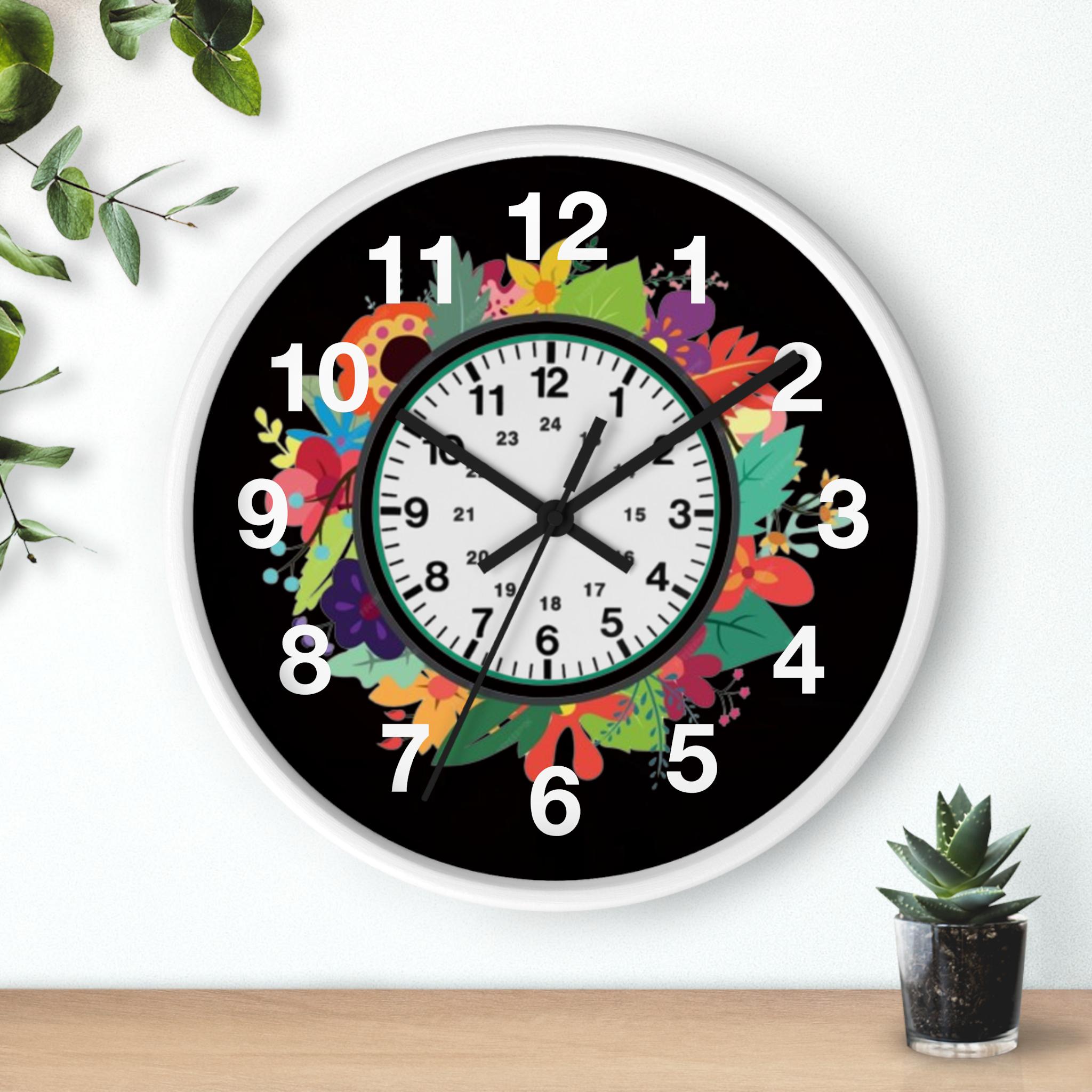 Floral 24 Hour Military Clock, Fall Wall Clock, Military Time Clock, 12 ...