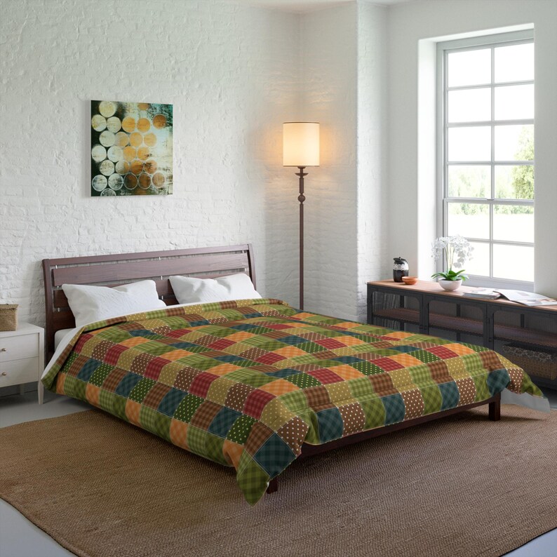 Patchwork Printed Comforter, Patchwork Comforter, Patchwork Pattern Comforter, Geometric Comforter, Unique Comforter, Trendy Comforter image 1