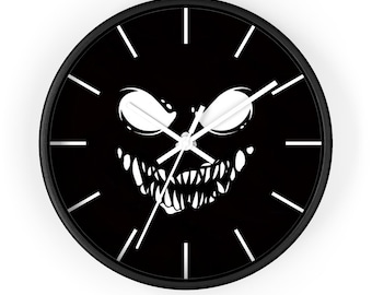 Scary Face Clock, Spooky Face Clock, Spooky Wall Clock, Halloween Clock, Spooky Halloween Clock, Minimalist Clock, Unique Wall Clock