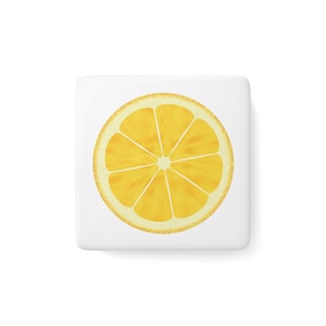 Lemon Slice Magnet, Lemon Magnet, Citrus Decor, Fruit Magnet, Nature Magnets, Porcelain Magnet, Cute Fridge Magnets, Decorative Magnets