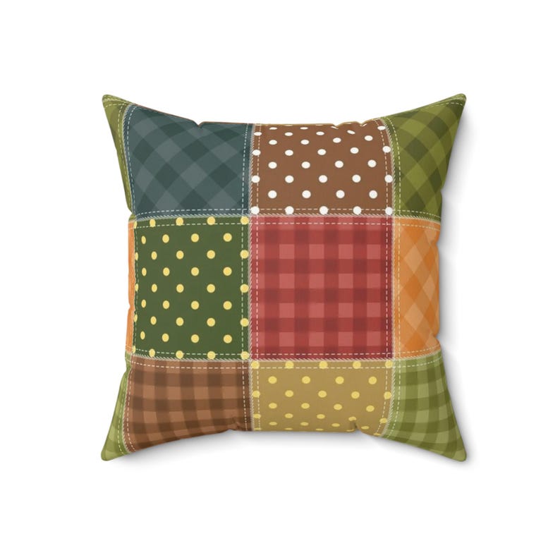 Cojín con estampado de patchwork, cojín cuadrado con estampado de patchwork, cojín de patchwork colorido, cojín único, cojín moderno, cojín geométrico imagen 3
