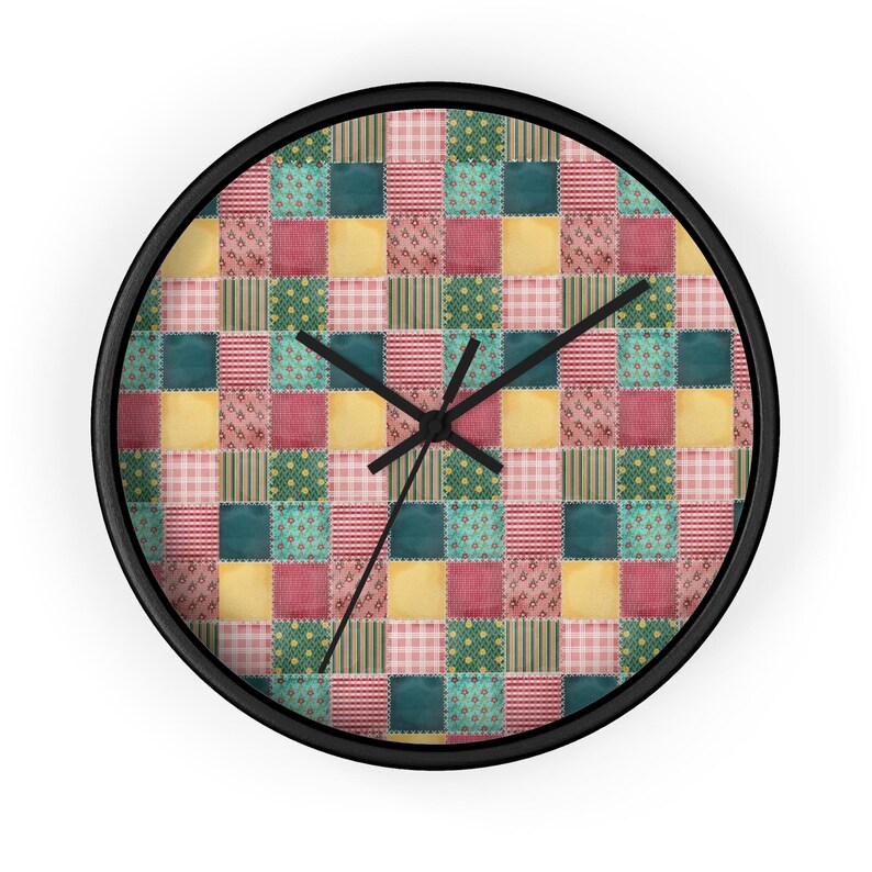 Patchwork Wall Clock, Patchwork Pattern Wall Clock, Modern Wall Clock, Unique Wall Clock, Geometric Wall Clock, Colorful Clock, Cool Clock image 1