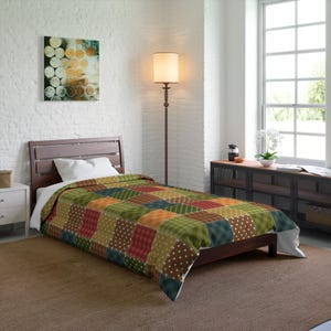 Edredón con estampado de patchwork, edredón con estampado de patchwork, edredón con patchwork, edredón geométrico, edredón moderno, edredón único imagen 3