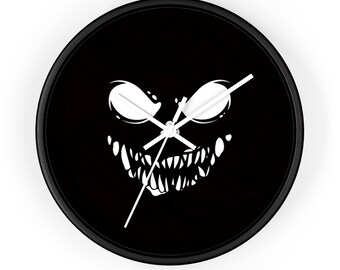 Scary Face Clock, Scary Grinning Face Clock, Scary Skull Clock, Spooky Face Clock, Spooky Wall Clock, Halloween Clock, Unique Wall Clock