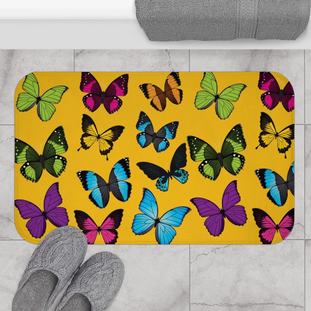 Bath Mat, Butterfly Bath Mat, Memory Foam Bath Mat, Non Slip Bath Mat ...
