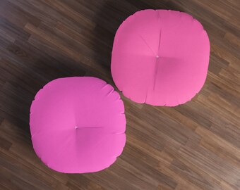 Doppelseitiges getuftetes Bodenkissen, rosa Bodenkissen, rundes Bodenkissen, Bodenkissen, Bodenkissen, Sitzkissen, getuftetes Bodenkissen