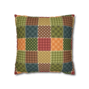 Funda de almohada con estampado de patchwork, funda de almohada con estampado de patchwork, funda de almohada geométrica, funda de almohada moderna, funda de almohada única, funda estampada imagen 2