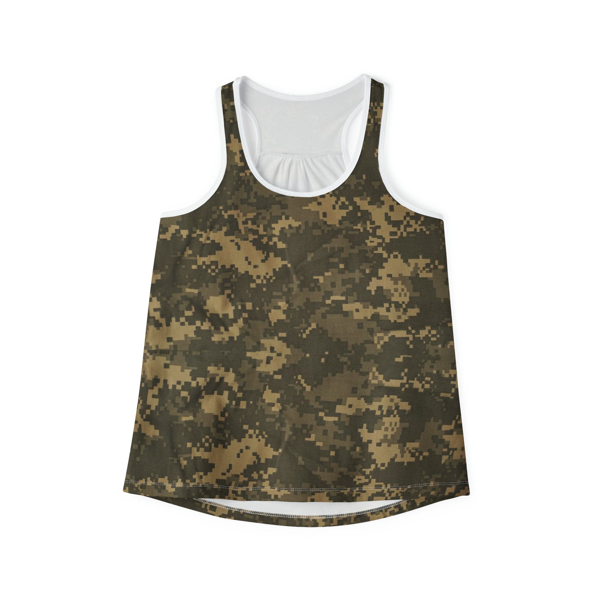 男女兼用 Womens Pixilated Top, Tank Camouflage Military Top, Tank トップス