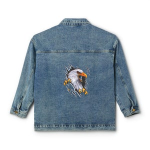 Women Denim Jacket, Eagle Print Jean Jacket, Printed Jean Jacket, Printed Denim Jackets, Jeans Jacket,  Blue Jean Jacket, Blue Denim Jacket
