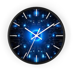 Digital Circuitry Art Clock, Cyber Pattern Clock, Digital Circuitry Clock, Tech Board Wall Clock, Digital Matrix Clock, Abstract Tech Clock