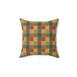 Patchwork Printed Throw Pillow, Geometric Pillow, Patchwork Pattern Square Pillow, Colorful Patchwork Cushion, Unique Pillow, Trendy Pillow